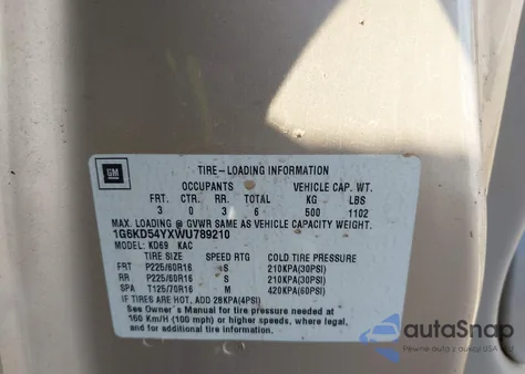 1998 Cadillac Deville Standard z USA, uszkodzony, nr VIN 1G6KD54YXWU789210